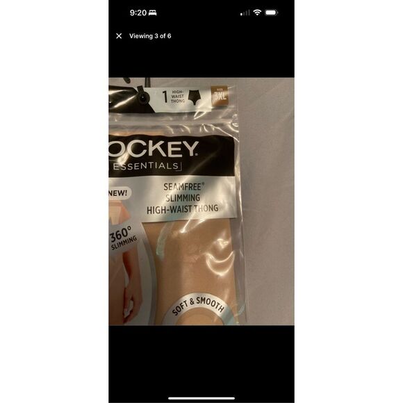 Jockey Essentials Women's Size 3XL Beige Seamless Slimming High Waist‎ Thong - Picture 3 of 6